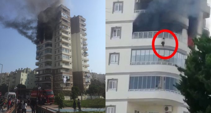 İtfaiye merdiveni yetişmedi, yangından korkan kadın sekizinci kattan düştü