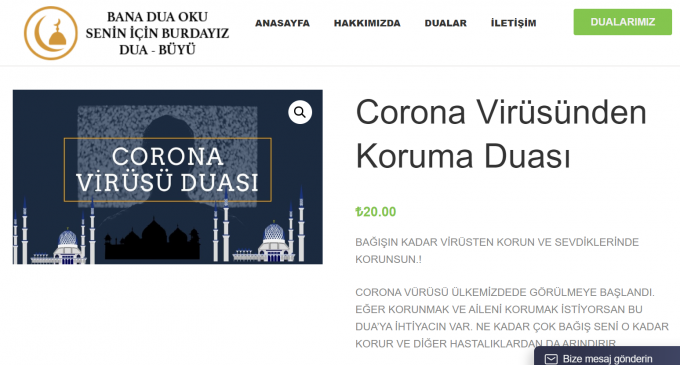 Şarlatanlar sahnede: İnternette 20 liraya ‘koronavirüs duası’ satıyorlar!