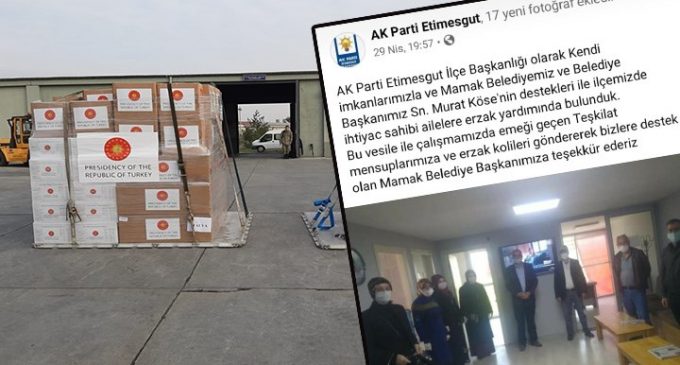 Yardım paketleri AKP’li belediyelerin reklam malzemesi oldu