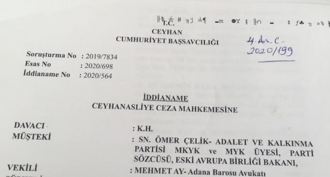 Yargının ne hale geldiğinin resmi: İddianamede AKP Sözcüsü Ömer Çelik’in isminin başına ‘sayın’ yazıldı