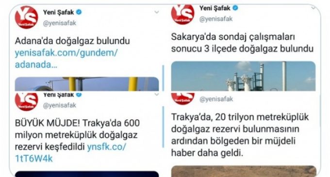 Yandaş medyanın seçim dönemlerinde klasik hamlesi: İşte ‘Doğalgaz bulundu, Türkiye kurtuldu’ haberleri…