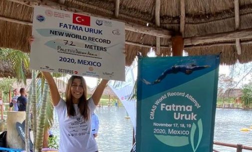 Fatma Uruk, serbest dalışta 72 metreye ulaşarak dünya rekoru kırdı