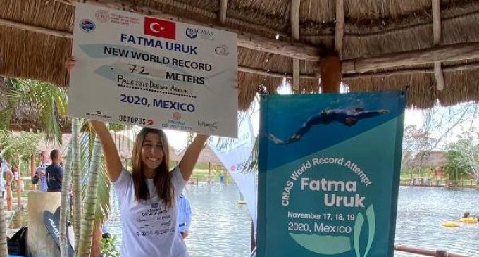 Fatma Uruk, serbest dalışta 72 metreye ulaşarak dünya rekoru kırdı