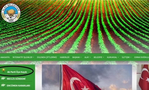 Belediyenin resmi internet sitesinde AKP üyeliği sekmesi konuldu