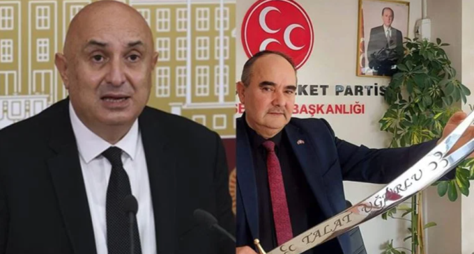 MHP’li ilçe başkanı, CHP’li Engin Özkoç’u kılıç göstererek tehdit etti