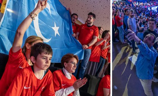 Türkiye-Çin maçında Akşener’in locasında Doğu Türkistan bayrağı açıldı: Polis bayrağın indirilmesini istedi