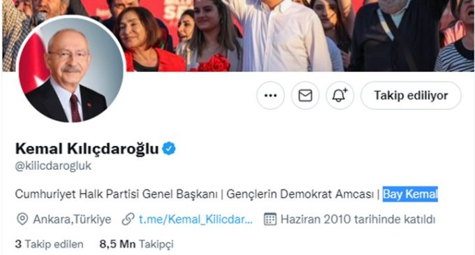 Kılıçdaroğlu sosyal medya profilindeki biyografi kısmına “Bay Kemal”i de ekledi