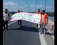 İşçilerden 15 Temmuz Şehitler Köprüsü’nde pankartlı protesto