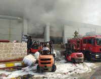 Uşak’ta iplik fabrikasında yangın