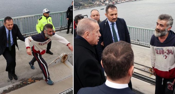 Erdoğan köprüde intihar etmek isteyen kişiyi “ikna” etti